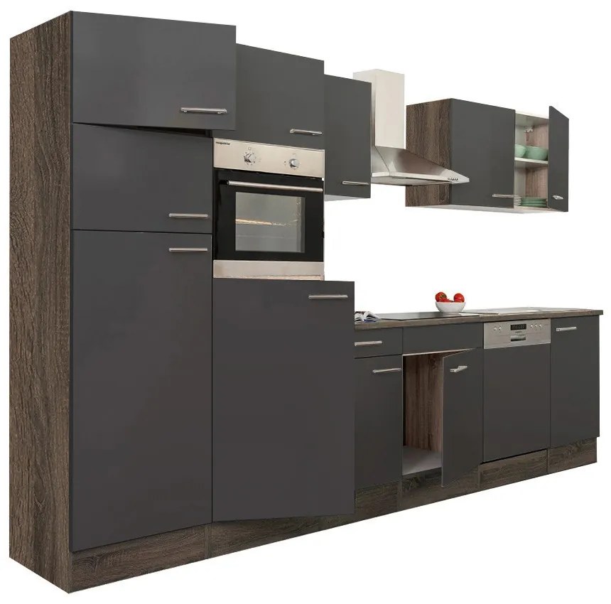 Mobilă de bucătărie Yorki 340, corp din stejar Yorki, cu față antracit satinat