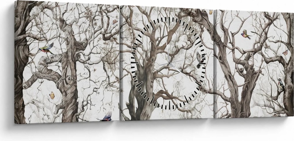 Tablou - Model de pădure, desen (cu ceas) (90x30 cm)