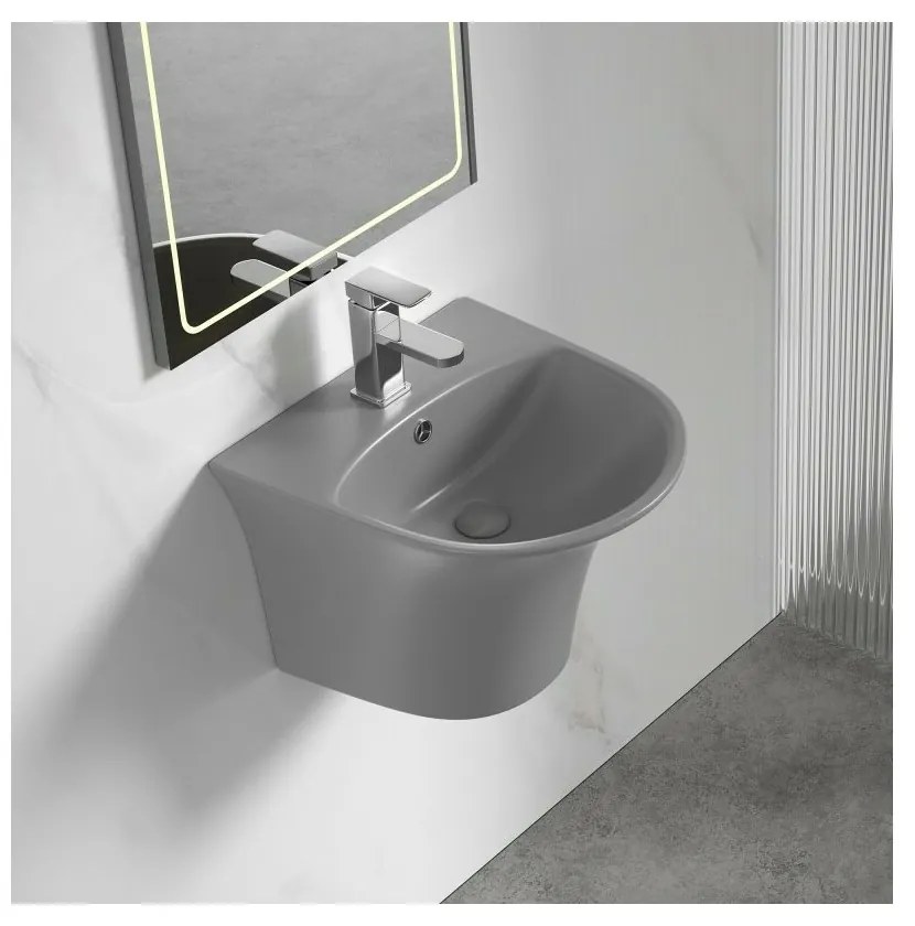 Lavoar suspendat Inter Ceramic oval gri mat 48.5 cm