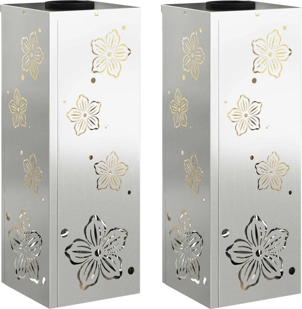 vidaXL Lumină LED Solară pentru Alei 2 pcs Argintiu Oțel galvanizat