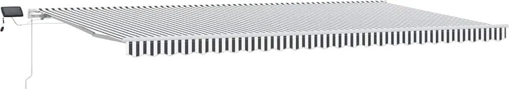 vidaXL Copertină retractabilă manual cu LED, antracit/alb, 600x300 cm