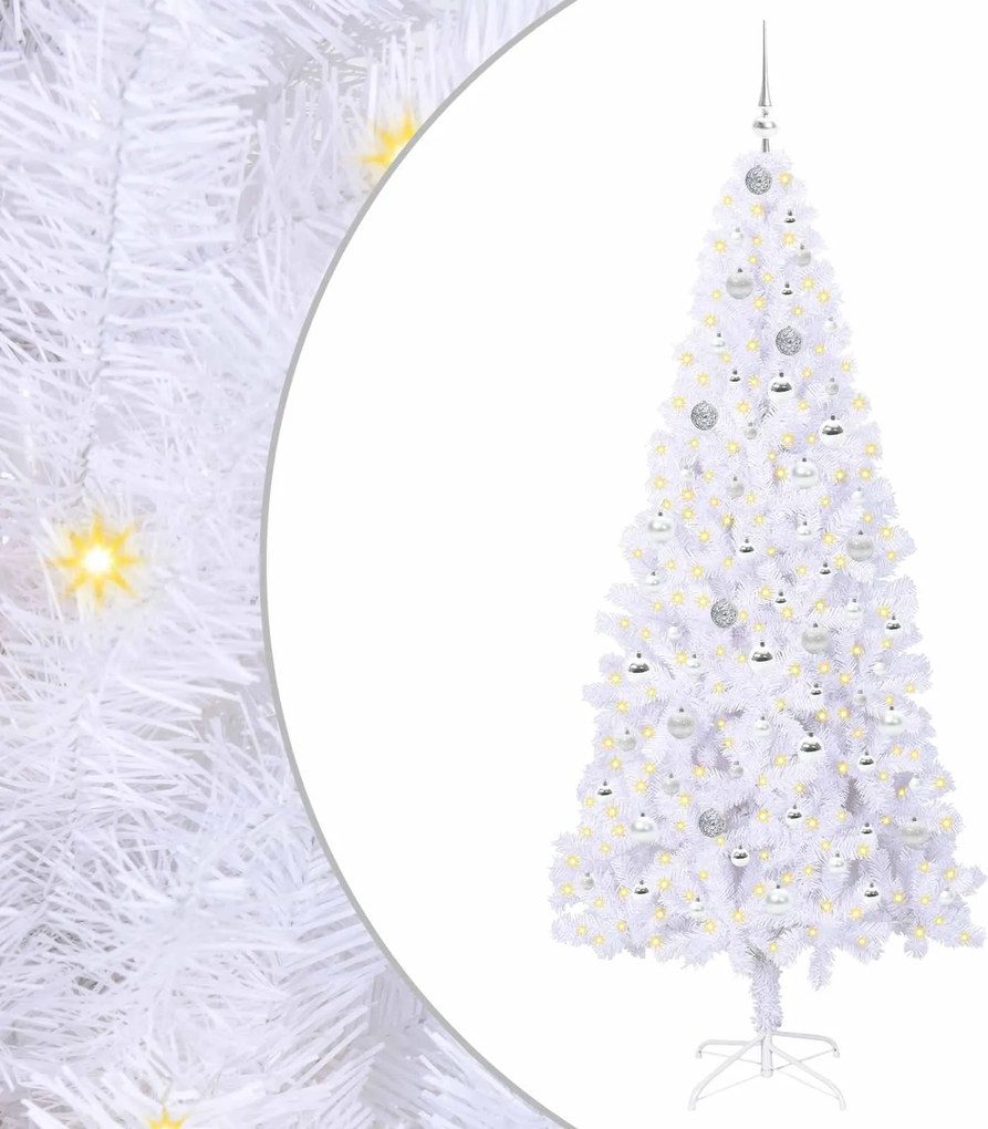 vidaXL Brad de Crăciun artificial cu 300 LED Alb 210 cm PVC și Oțel