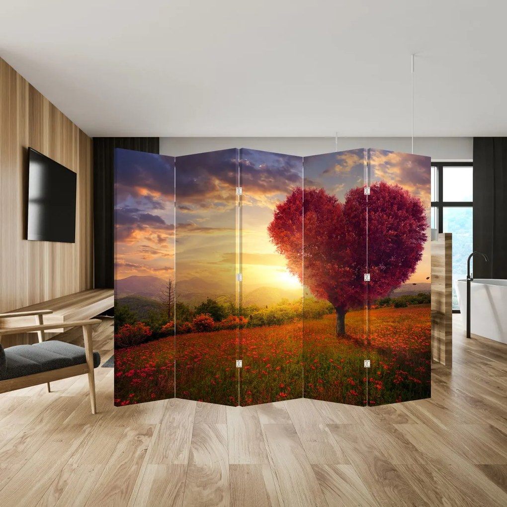 Paravan - Copaci în forma de inimă (210x170 cm)