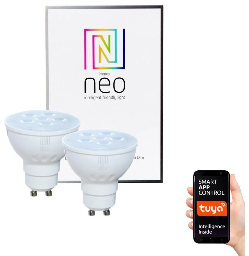 SET 2x bec LED dimabil GU10/4,8W/230V ZigBee 2700K Immax NEO 07003B