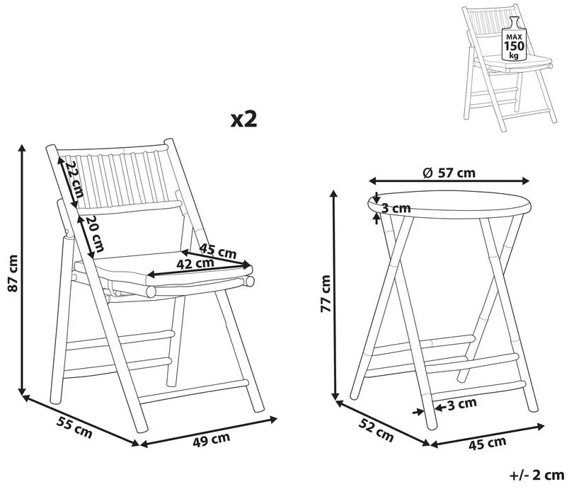 Ansamblu mobilier balcon Sante (lemn deschis) . 1075800