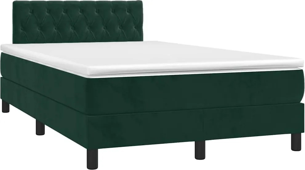 vidaXL Pat box spring cu saltea, verde închis, 120x190 cm, catifea