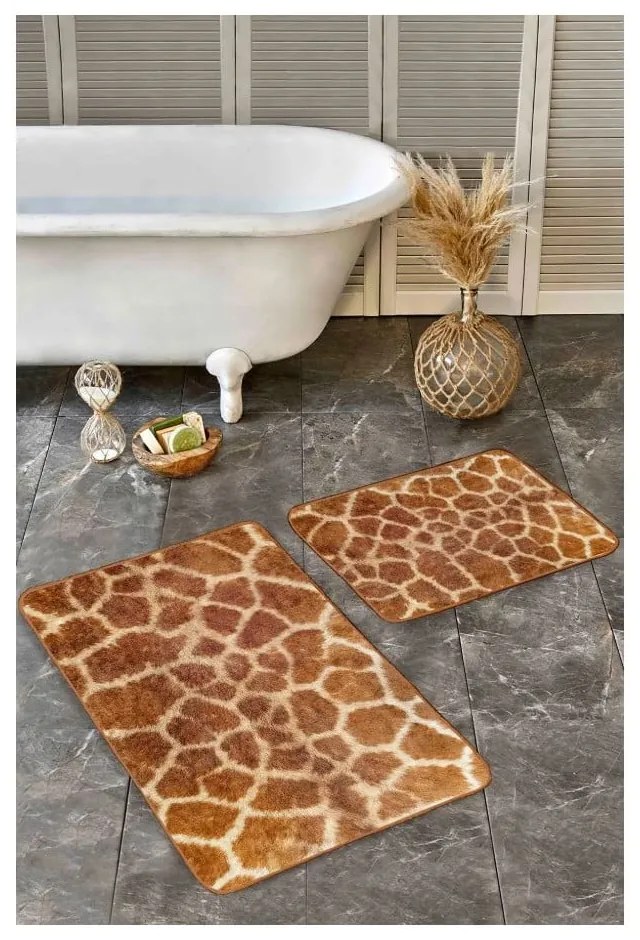 Covorașe de baie maro 2 buc. din catifea 60x100 cm – Mila Home