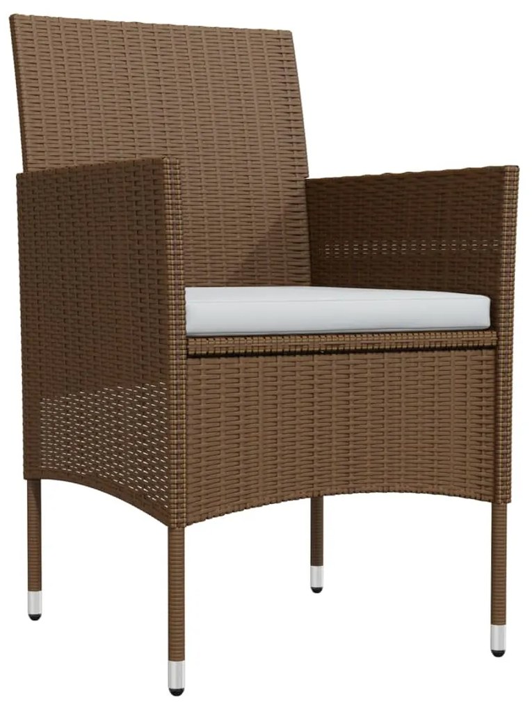 Set mobilier de gradina, cu perne, 3 piese, maro si negru Maro si negru, Lungime masa 80 cm, 3