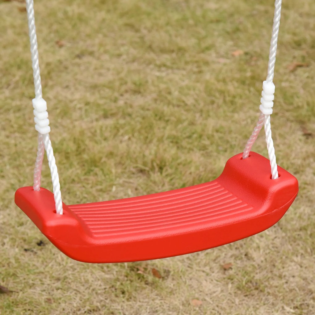 Outsunny Leagăn Dublu pentru Copii 3+ Ani cu Structură din Metal, Leagăn de Grădină cu Coardă Reglabilă, Joc de Exterior, Max 45 kg, 239x156x180 cm, Verde și Roșu | Aosom Romania