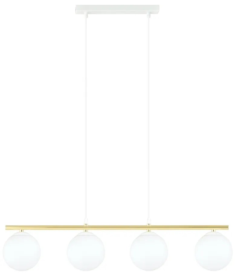 Lustra suspendata eleganta, design modern cu 4 surse de lumina ALLORA 4 WHITE/OPAL