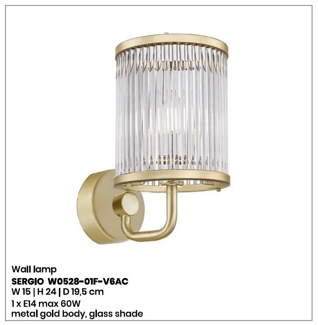 Aplica de perete eleganta design modern SERGIO auriu W0528-01F-V6AC ZL