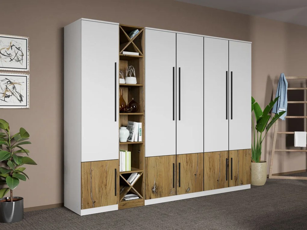 Set mobila dormitor 4 piese Alb/Stejar Eclipse C12