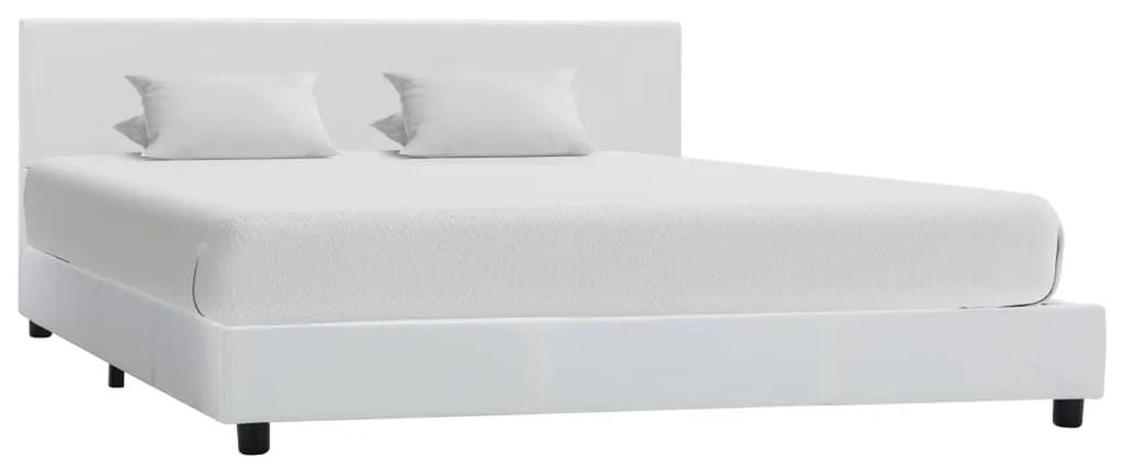 284766 vidaXL Cadru de pat, alb, 160 x 200 cm, piele ecologică