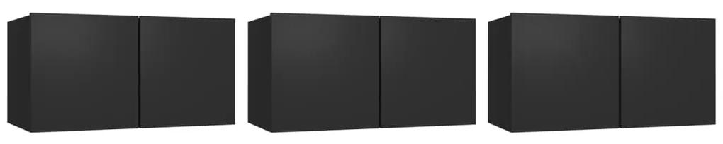 Dulapuri TV suspendate, 3 buc., negru, 60x30x30 cm 3, Negru