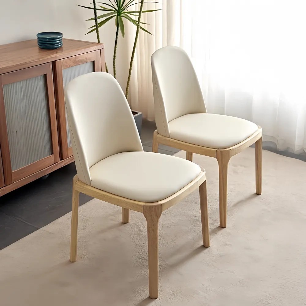 Scaun de sufragerie, natural/bej, piele ecologică, ZENTRA