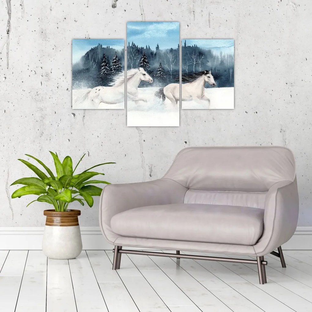 Tablou cu caii pictați (90x60 cm)
