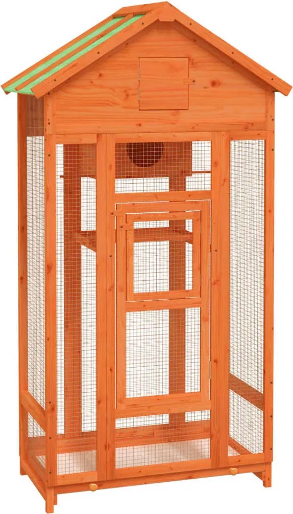 vidaXL Colivie de păsări maro 91,5x53x170 cm din lemn masiv de pin