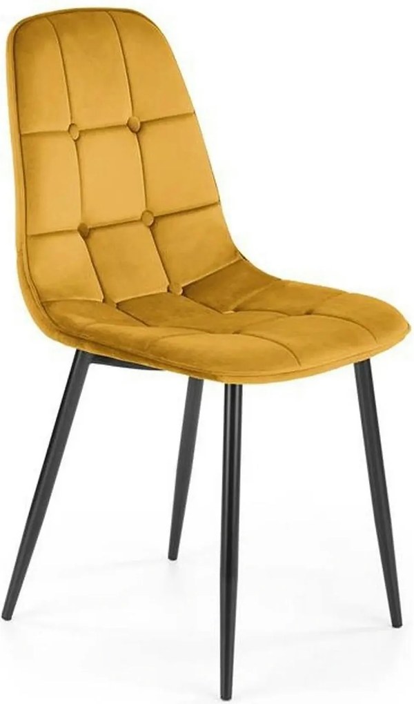 Scaun tapitat K417, galben, stofa catifelata, 44x56x87 cm