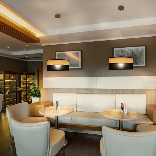 Suspensie pe cablu ALBA 1xE27/15W/230V Ø 45 cm negru/maro