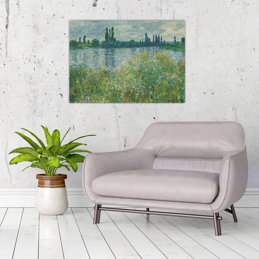 Tablou pe sticlă - Claude Monet, Banks of the Seine, reproducere (70x50 cm)