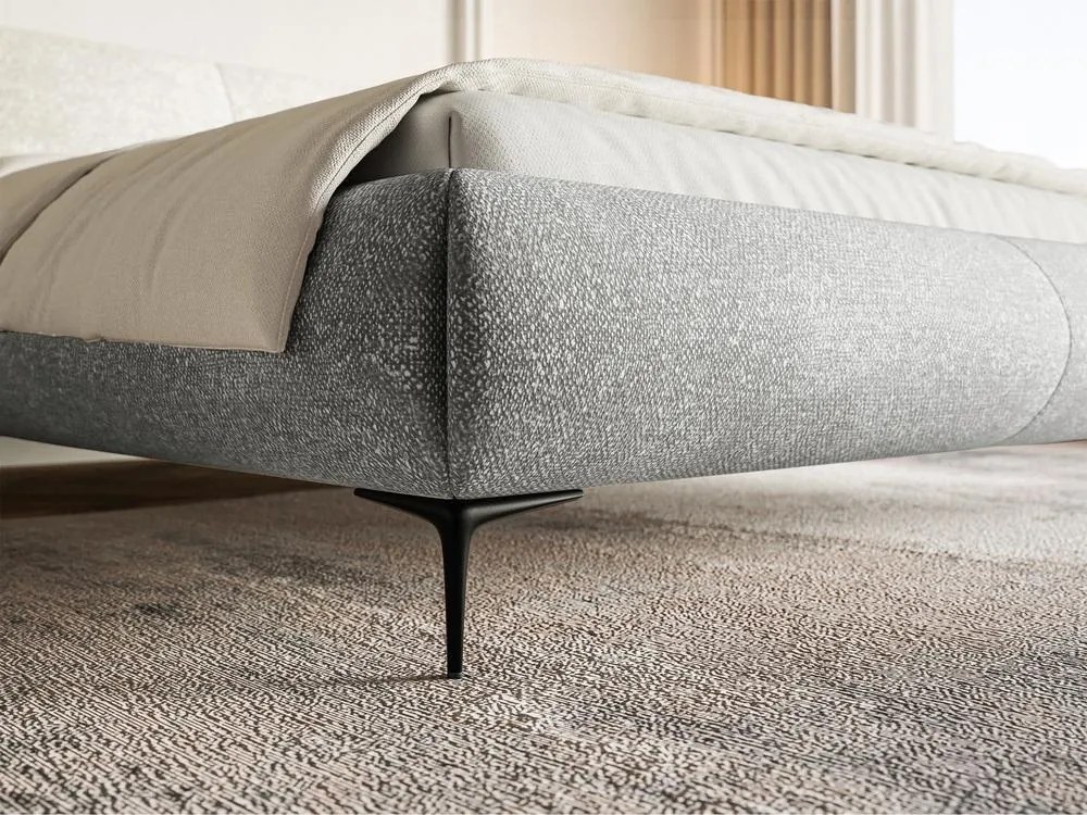 Pat matrimonial 140 cm Octave 140B (cu somieră) (gri + negru). 1099962