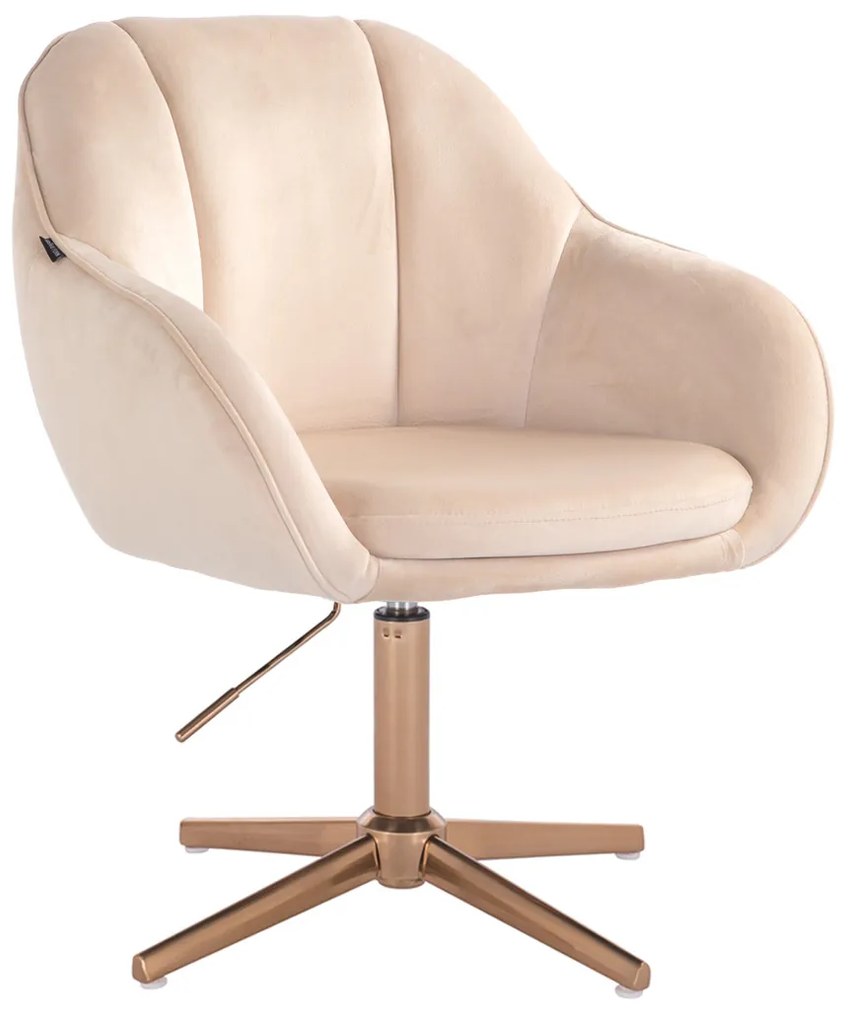 HR2055CROSS Scaun Crem din Catifea cu Bază Aurie