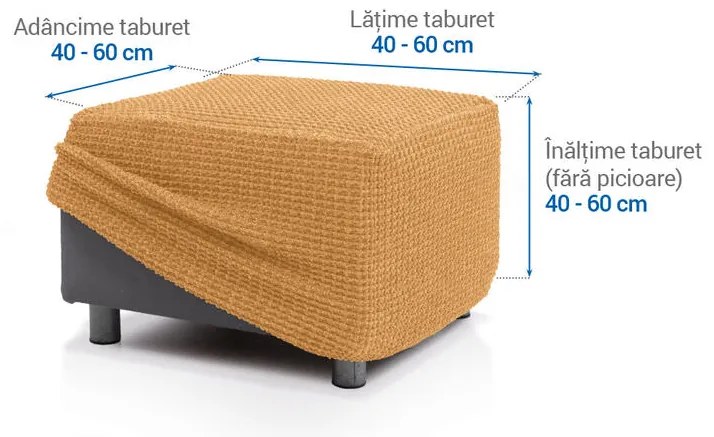 Huse super elastice RUBINIA aurii taburet (40 - 60 cm)