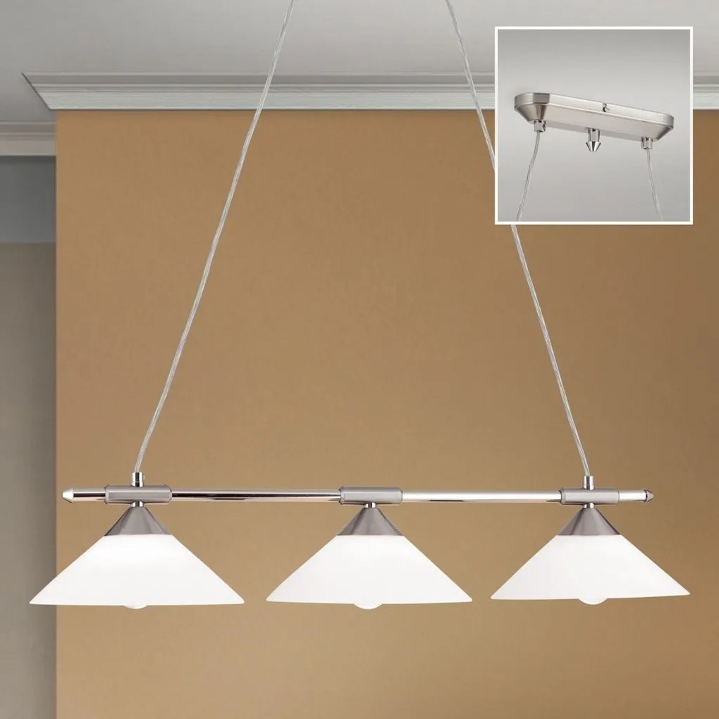 Lustra, Pendul realizat manual ARTDESIGN 3L, crom satinat/ alb opac