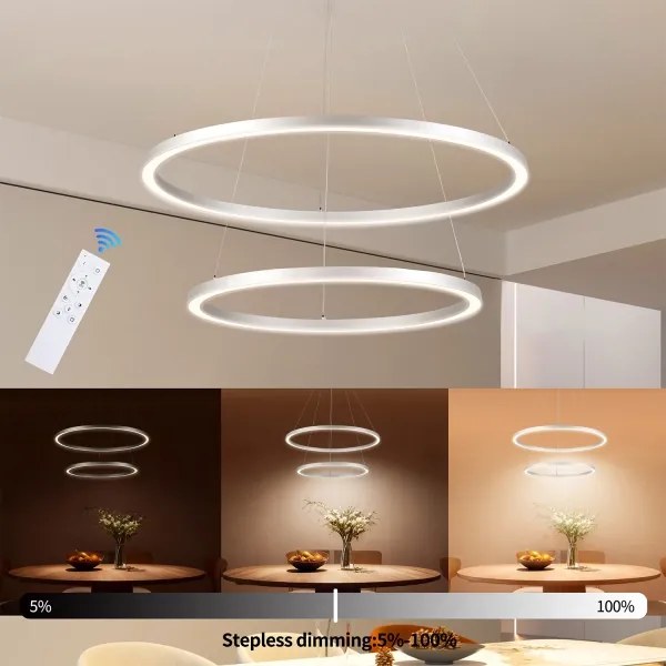 Brilagi-LED Lustră suspendată reglabilă PORTOFINO LED/98W/230V Ø 80 cm argintiu + telecomandă