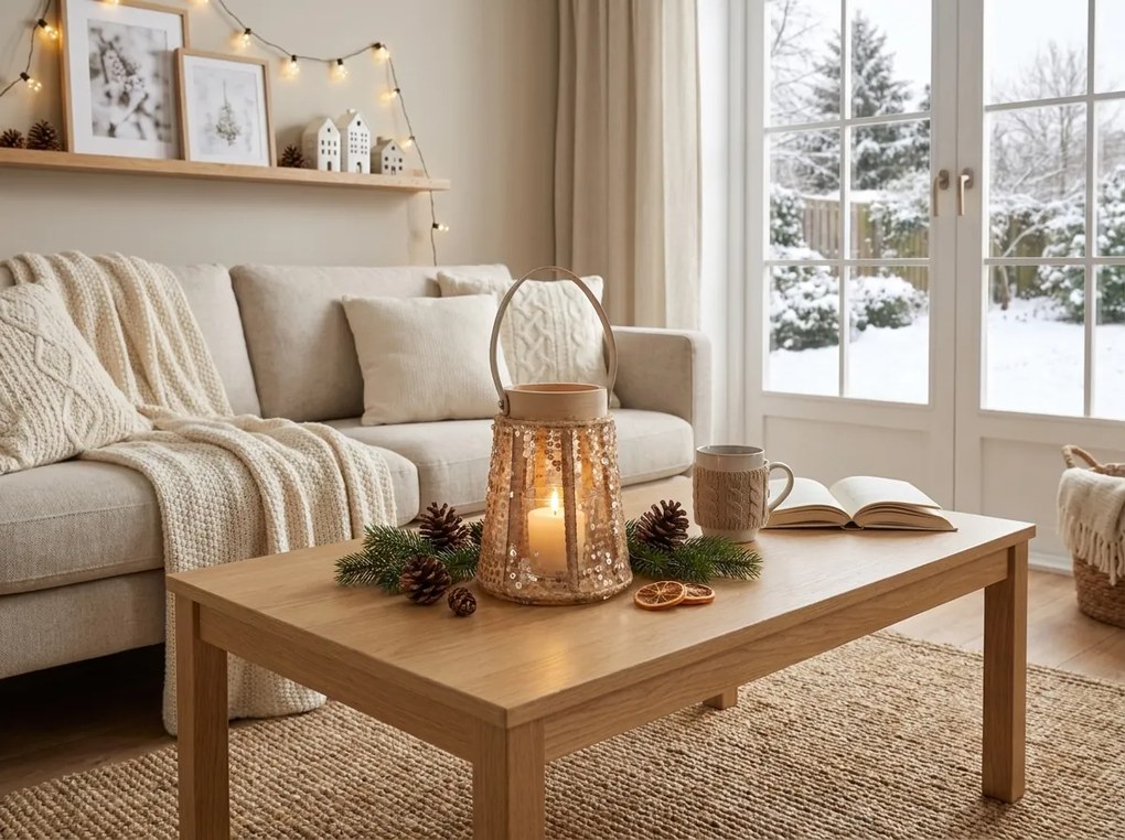 Lampa cu sclipici CONE GLAM 22 cm, natural