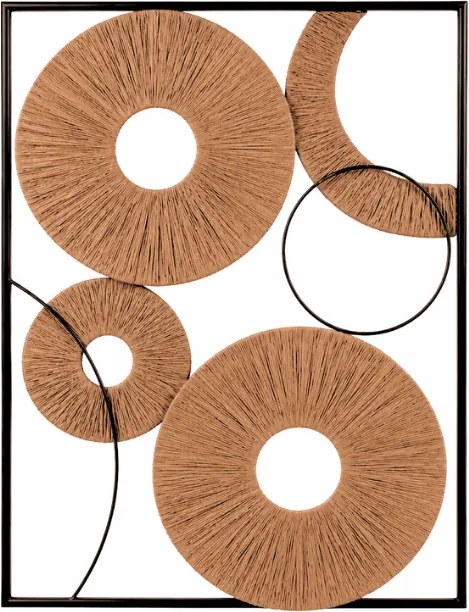 Decoratiune de perete CIRCLES metalica 48x68 cm, neagra / maro