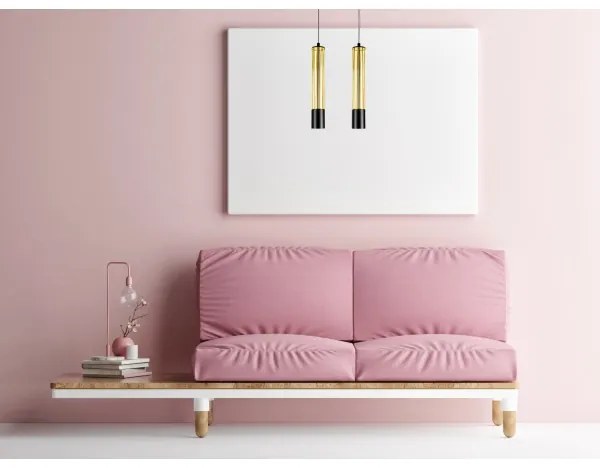 Lustră pe cablu PRESCOT 2xGU10/40W/230V aurie