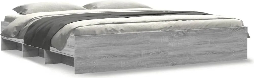 vidaXL Cadru de pat, gri sonoma, 200x200 cm, lemn prelucrat