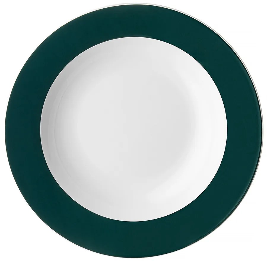 Farfurie portelan, adanca, verde/alb, 23 cm, aura g