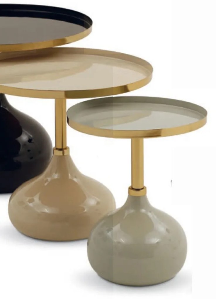 Masuta de cafea Bej Eclipse metalica Ø 51 cm /h 48 cm