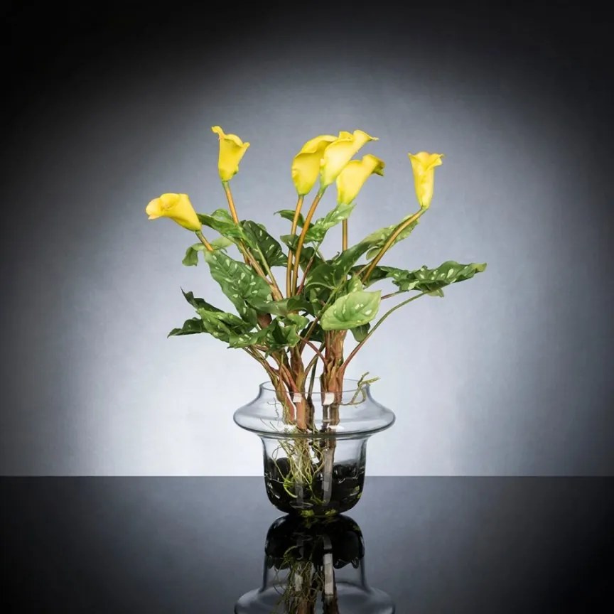Aranjament floral design LUX ALFEO CALLA TRIS galben