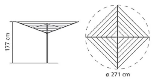 Brabantia Essential Outdoor Space 90300257, 40 m, ancoră pentru beton, rezistentă la coroziune, Inox