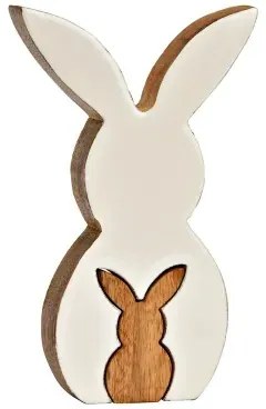 Iepuras de Paste din lemn HOPPYDUO set 2 buc, 20 cm, alb