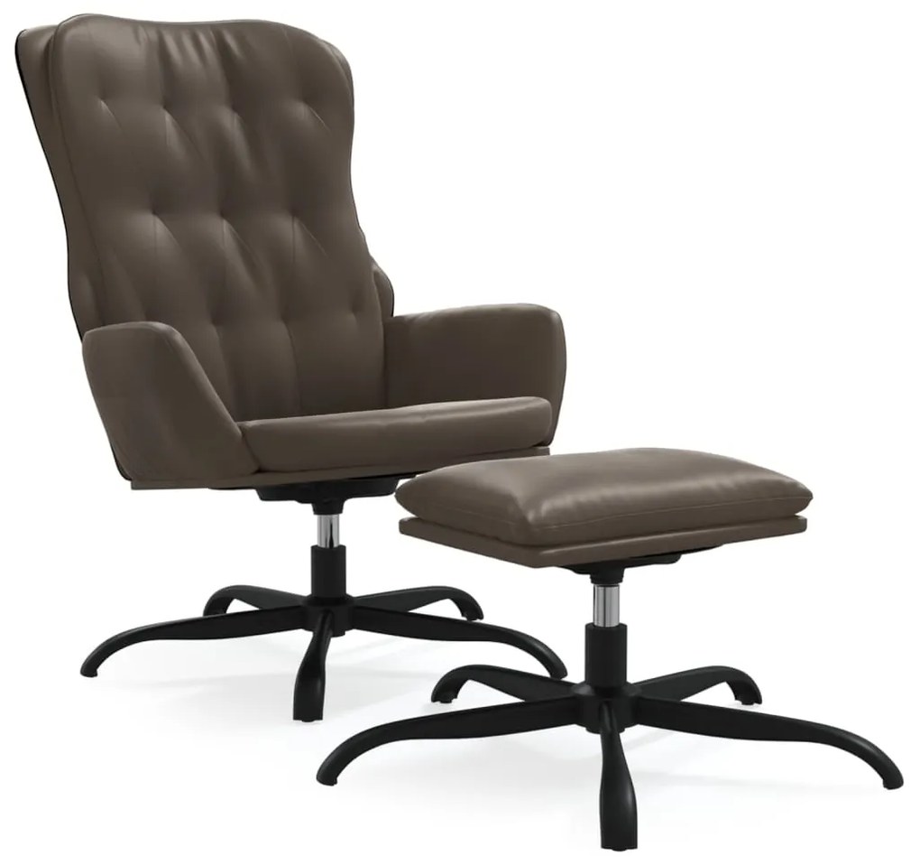 3097681 vidaXL Scaun de relaxare cu taburet, gri antracit, piele ecologică