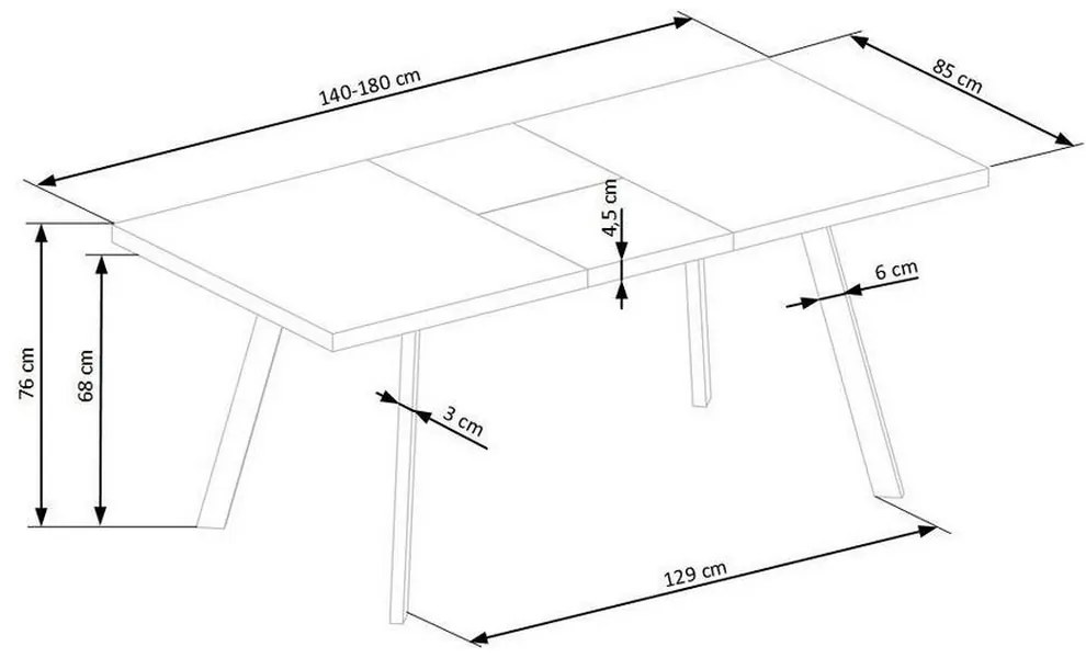 Masa de bucaterie Berlin 160 cm, nuc / negru