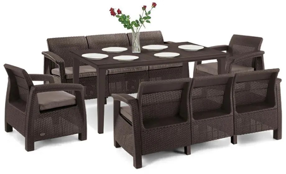 Set de mobilier de grădină Corfu Love max duo cu masă Futura maro