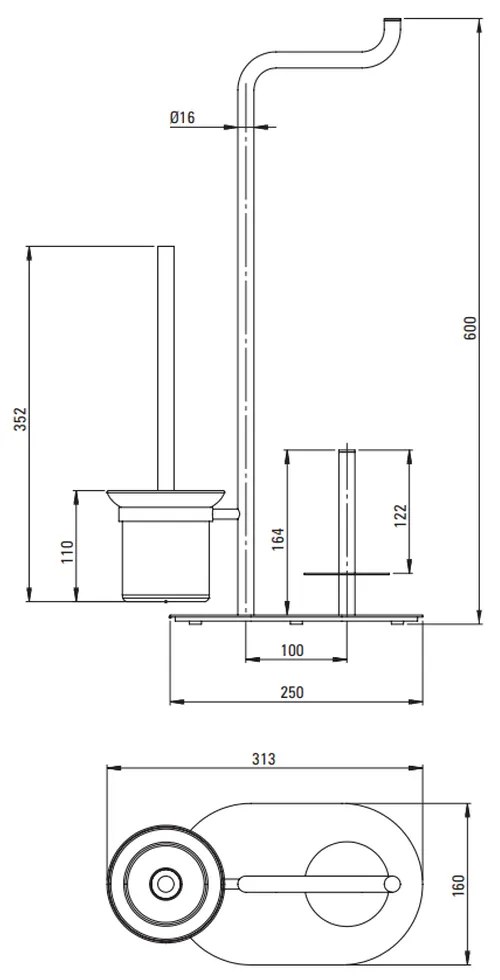 Suport perie wc multifunctional auriu lucios Deante Silia Auriu lucios