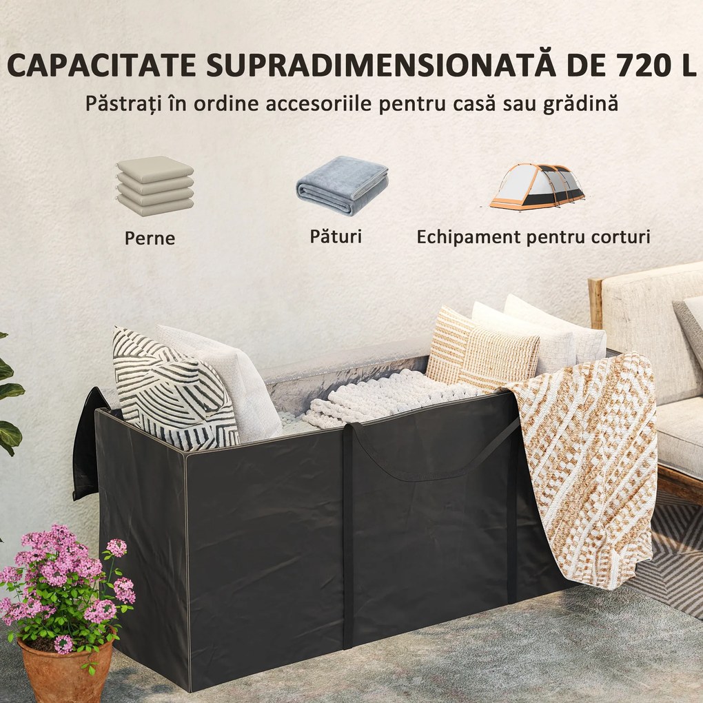 Outsunny Sac Grădină 720L Impermeabil Negru | Aosom Romania