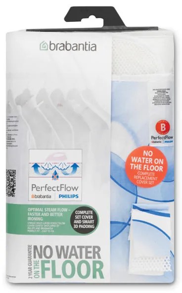 Husa pentru masa de calcat Brabantia B 90300147, 124x38 cm, 9 mm, PerfectFlow, Alb/Albastru