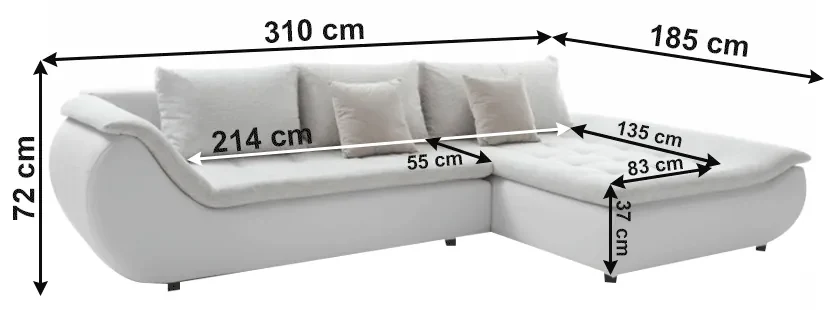 Set canapea, alb/gri deschis/roz pudră, ţesătură Soro dreapta, BRATO