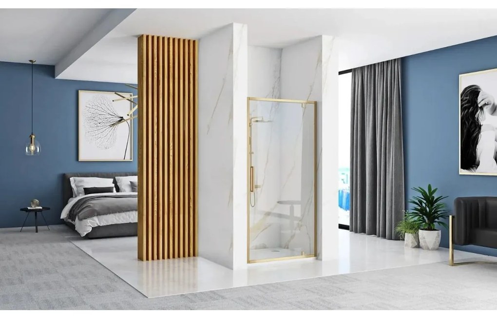 Rea Rapid Swing usi de dus 100 cm inclinabila auriu periat sticla transparenta REA-K2503