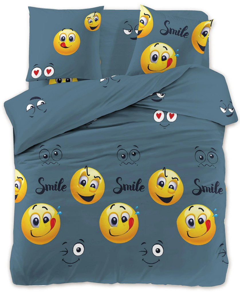 Lenjerie de pat din microfibra FUNNY EMOJI gri Dimensiune lenjerie de pat: 70 x 90 cm | 140 x 220 cm
