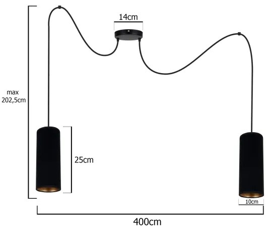 Lustră pe cablu AVALO 2xE27/60W/230V negru
