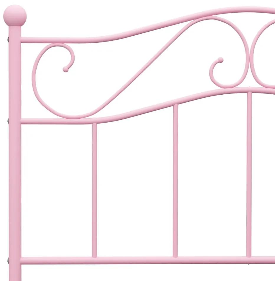 Cadru de pat, roz, 90 x 200 cm, metal Roz, 90 x 200 cm