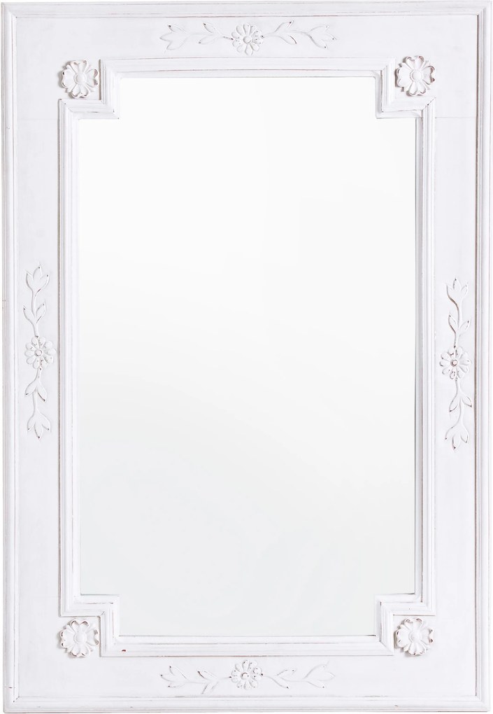 Oglinda decorativa perete lemn alb vintage Daisy 55x1.8x80 cm